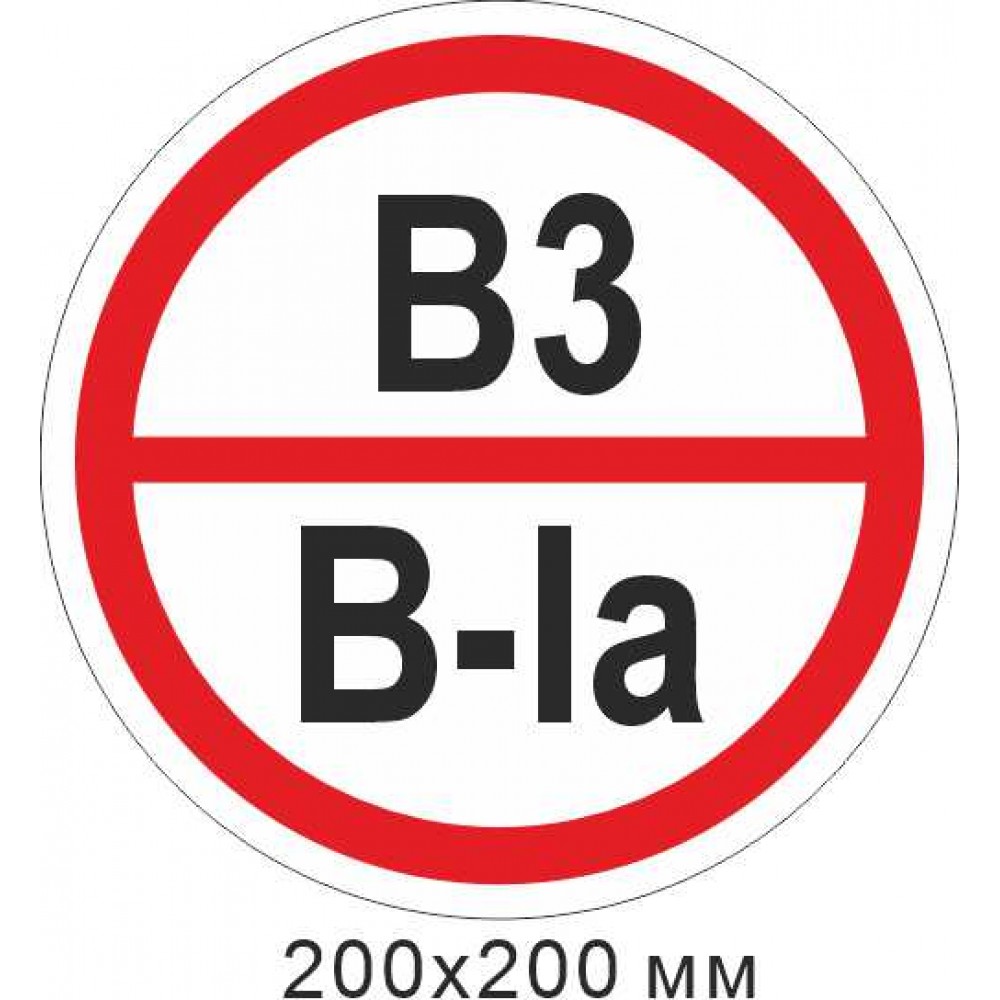 Пожарный знак 200х200 мм наклейка, знак категории помещения - В3